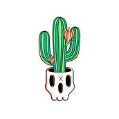 Skull and cactus. Botanical Illustration, Digital Illustration, Drawing, and Tattoo Design project by Dave Clément - 01.10.2021