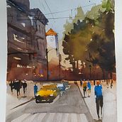 Mi Proyecto del curso: Paisajes urbanos en acuarela. Watercolor Painting, and Oil Painting project by Raquel Pachon - 01.10.2021