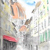 My Favourite Street In Florence. Watercolor Painting project by Jan Donnelly - 01.10.2021
