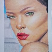 Meu Projeto do Curso: Rihanna Lápis Aquarelável e Soft Faber-Catell (Canson Branco 297x420). Fine Arts, Pencil Drawing, Portrait Drawing, and Realistic Drawing project by Larissa Luiza Francesch da Silva - 01.01.2021