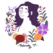 Meu projeto do curso: Retrato ilustrado com elementos botânicos. Creativit, Digital Drawing, and Digital Illustration project by Gabrielly Lopes Oliveira Trindade - 01.01.2021