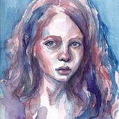 My project in Artistic Portrait with Watercolors course. Painting, and Watercolor Painting project by Timi Pookah Cserny - 01.14.2021