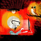 Diseñador abducido por ordenador con manzana. Un proyecto de Diseño gráfico e Ilustración digital de Pepe Sierras - 16.01.2021