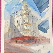 My project in Architectural Sketching with Watercolor and Ink course. Watercolor Painting project by makoto3839 - 01.17.2021