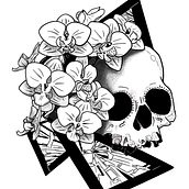 My Tattoo Design (skull+orchids) in Digital Design and Illustration of Tattoos with Procreate course. Tattoo Design project by Maline VC - 01.17.2021