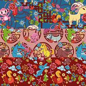 Chinese horoscope Pattern. Traditional illustration, and Pattern Design project by Marie Bernardy - 01.18.2021