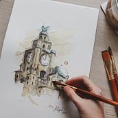 My project in Architectural Sketching with Watercolor and Ink cours. Architectural Illustration project by Anne Wiziack - 01.18.2021