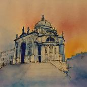 My project in Architectural Sketching with Watercolor and Ink course. Watercolor Painting project by Eleonora Basso - 01.19.2021