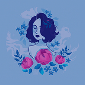 Meu projeto do curso: Retrato ilustrado com elementos botânicos. Digital Drawing project by Nathália - 01.20.2021