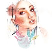 Mi Proyecto del curso: Retrato ilustrado en acuarela. Self-Portrait Photograph, Fine Arts, Collage, Creativit, Drawing, Pencil Drawing, Artistic Drawing, Portrait Drawing, Digital Drawing, and Traditional illustration project by Raquel Palomino Olivares - 01.20.2021
