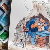 My project in Illustrated Stories: From Idea to Paper course . % Mateya tarafından hazırlanan Karakter Tasarımı, Çocuk İllüstras, onu, Çizim, Geleneksel illüstras, on, Mürekkep İllüstras, onu, Sulubo, Ve a Resim projesi - 01.21.2021