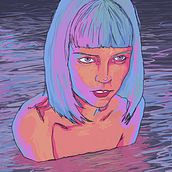 Cyberpunk-Dama en el agua. Projekt z dziedziny Concept art, Trad, c, jna ilustracja,  Malarstwo, Malarstwo c i frowe użytkownika Carlos Diaz Granados - 21.01.2021