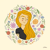Meu projeto do curso: Retrato ilustrado com elementos botânicos. Un projet de Illustration traditionnelle, Illustration numérique, Illustration botanique et Illustration éditoriale de Ana Carolina Martins de Moraes - 08.03.2021