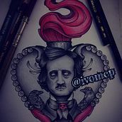 Edgar Allan Poe Sacred Heart. Drawing project by ivomcp - 01.22.2021