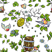 Mi Proyecto del curso: Diseño de patrones ilustrados - Las casitas de los pájaros . Un proyecto de Ilustración tradicional y Pattern Design de Cinzia Diodati - 23.01.2021