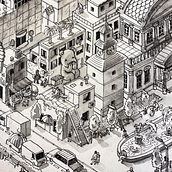 Isometric illustration. Bears playing hide and seek. Children's Illustration, Ink Illustration, and Sketchbook project by Ksenya Savva - 01.23.2021