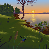 Lake shore illustration. Un progetto di Teoria del colore e Pittura digitale di alexandre_esme - 24.01.2021