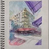 My project in Architectural Sketching with Watercolor and Ink course. Watercolor Painting project by jules7seven - 01.25.2021