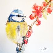 Blue Tit. Watercolor Painting project by Dorota Martyńska - 01.25.2021