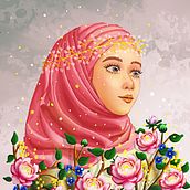 My project in Digital Fantasy Portraits with Photoshop course "inner beauty of a woman and redrawing art from teacher Bearbrickjia". Een project van  Artistieke tekening, Kinderillustratie,  Ontwerp, Digitale tekening, Digitale illustratie,  Digitaal schilderij,  Tekening, Traditionele illustratie, Schilderij, Tekening met potlood y Posterontwerp van Intan Mubarokah - 02.03.2021