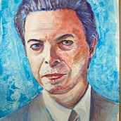My project in Artistic Portrait with Watercolors course: David Bowie. Acr, lic Painting, Drawing, Figure Drawing, Ink Illustration, Pencil Drawing, Photograph, Portrait Drawing, Realistic Drawing, Street Art, and Watercolor Painting project by Mac McDade - 01.28.2021