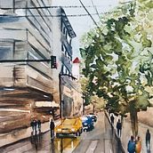 Mi Proyecto del curso: Paisajes urbanos en acuarela. Projekt z dziedziny Trad, c, jna ilustracja,  R, sunek architektoniczn i Malowanie akwarelą użytkownika Fer Arandia - 27.01.2021