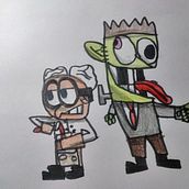 aca estan mis personajes, "Rob y Frank". Rob es un científico bajo, inteligente y humano y Frank es todo lo contrario, es alto, tonto y le falta un tornillo (literalmente).. Pencil Drawing project by Mateo Benitez - 01.27.2021