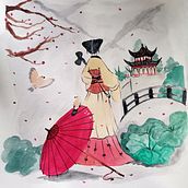 Mi Proyecto del curso: Ilustración en acuarela con influencia japonesa. Un proyecto de Ilustración tradicional de Marcela Astete Bravo - 28.01.2021