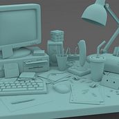 Mi Proyecto del curso: Retro 80's desk. Un proyecto de 3D y Modelado 3D de raoulgallego - 28.01.2021