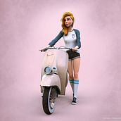 Biker girl. 3D, 3D Design, 3D Character Design, and 3D Modeling project by Miguel Miralles - 10.18.2020