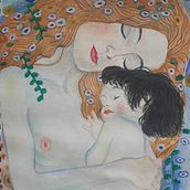 Mama y bebe by Klimt, interpretation. Un progetto di Calligrafia, Arte concettuale, Disegno e Belle arti di tutueanuanamaria1 - 30.01.2021