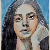 Meu projeto do curso: Retrato artístico em aquarela. Fine Arts, and Artistic Drawing project by clarascard - 01.31.2021