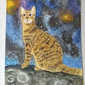 Covito en la Luna. Mi Proyecto del curso: Técnicas modernas de acuarela. Pintura projeto de Lucia Ferreira - 28.02.2021