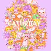 Caturday Doodle. Digital Illustration, and Vector Illustration project by Melina Díaz - 01.31.2021