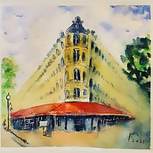 My project in Architectural Sketching with Watercolor and Ink course. Een project van Aquarelschilderen van Karin Asraf - 31.01.2021