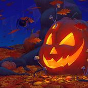 Halloween Fitbit Clock Face. Digital Illustration project by Johanna Mesa Ramos - 02.02.2021