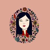 My project in Illustrated portraits with botanical elements course. Botanical Illustration, and Traditional illustration project by Crixie Santi - 02.07.2021
