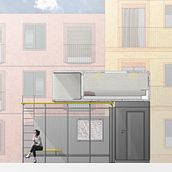 Heimat - Proyecto que crea hoteles cápsula aprovechando la estructura de las marquesinas de Barcelona. Architecture, Design, 3D Design & Interior Design project by Mónica López - 02.03.2021