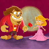 La Bella y la bestia. Traditional illustration, Digital Illustration, and Children's Illustration project by Pablo Fantini - 02.03.2021