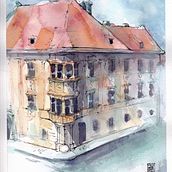 My project in Architectural Sketching with Watercolor and Ink course. Painting, and Watercolor Painting project by Timi Pookah Cserny - 02.03.2021