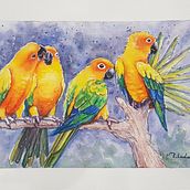 Sun Conure Soiree. Un proyecto de Pintura de Milada Theron - 04.02.2021