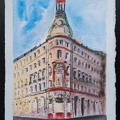 Mi proyecto final "Esquina Galeria Canalejas Madrid". Een project van Aquarelschilderen van arguellesjorgelina - 04.02.2021