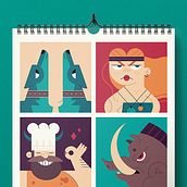 VIKINGS CALENDAR 2019. Un proyecto de Diseño de personajes, Ilustración infantil, Ilustración digital, Ilustración editorial e Ilustración vectorial de Dasha Lebesheva - 04.02.2021