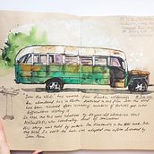 Magic Bus. Een project van Aquarelschilderen van Вероника Шабанова - 05.02.2021