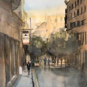 Proyecto final paisaje urbano de Murcia (España) Calle Apóstoles. Watercolor Painting project by josemacanovera - 02.06.2021