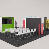 Stand Subdelegación de Innovación y Emprendimiento de la C.de Madrid. Un progetto di Design, Progettazione 3D e Eventi di Lorena G.Miret - 01.01.2020