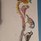My project in Artistic Watercolor Techniques for Illustrating Birds course.  project by Sarah Grimshaw - 02.09.2021