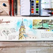 My project in Watercolor Travel Journal course. Pintura em aquarela projeto de Al Rio - 11.02.2021