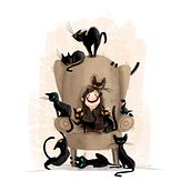 My “dark-flower” friend Olga and her army of cats . Design de personagens, Ilustração digital e Ilustração infantil projeto de Viv Campbell - 11.02.2021