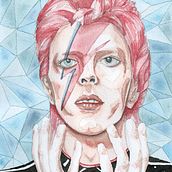 Retrato en acuarela a partir de una fotografía - David Bowie . Projekt z dziedziny Portret, Projektowanie postaci, Trad, c, jna ilustracja i Malowanie akwarelą użytkownika Lara Izquierdo - 11.02.2021